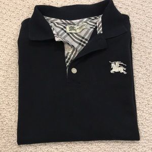 Boys black Burberry polo shirt